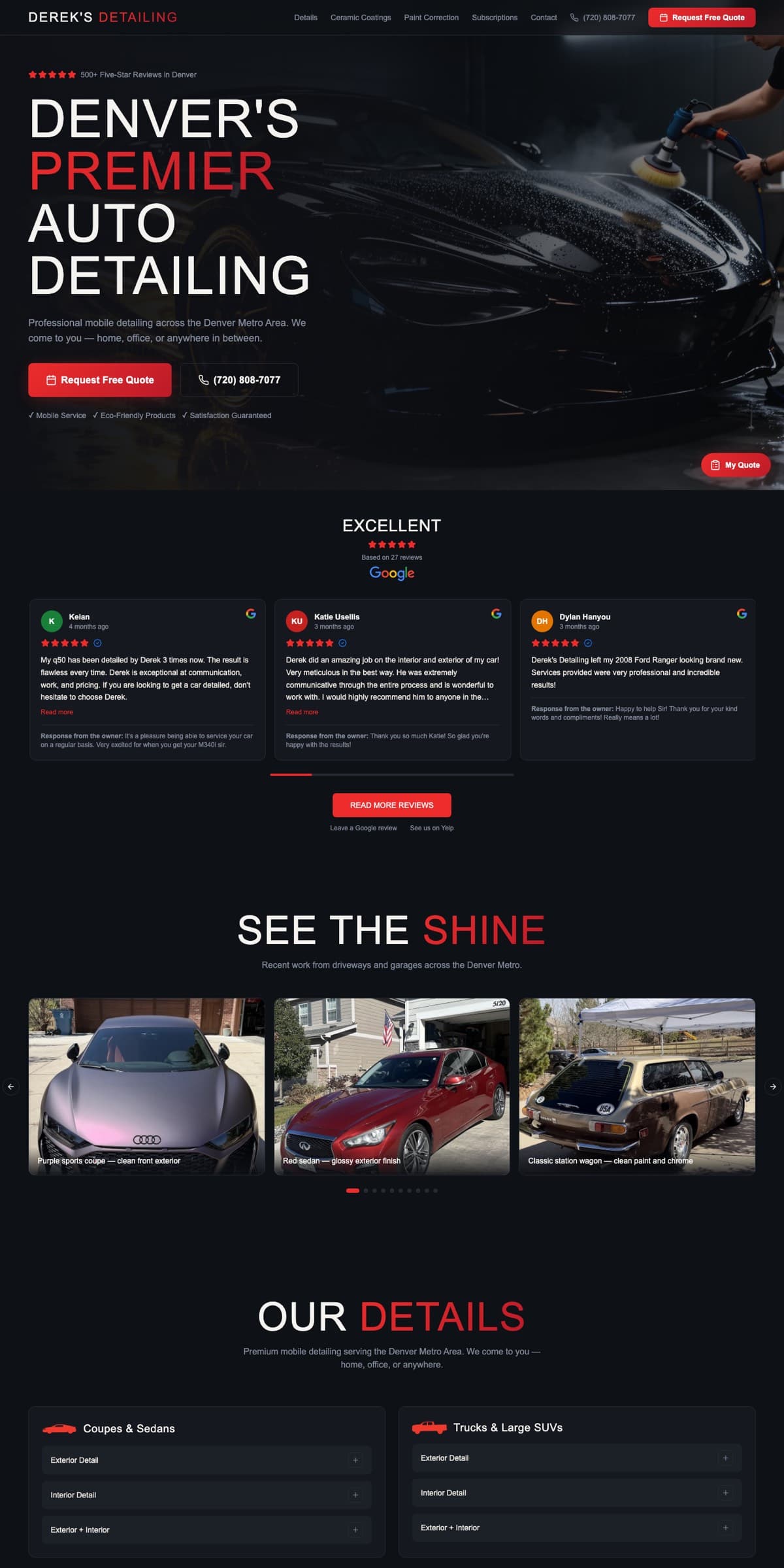 Derek's Detailing website